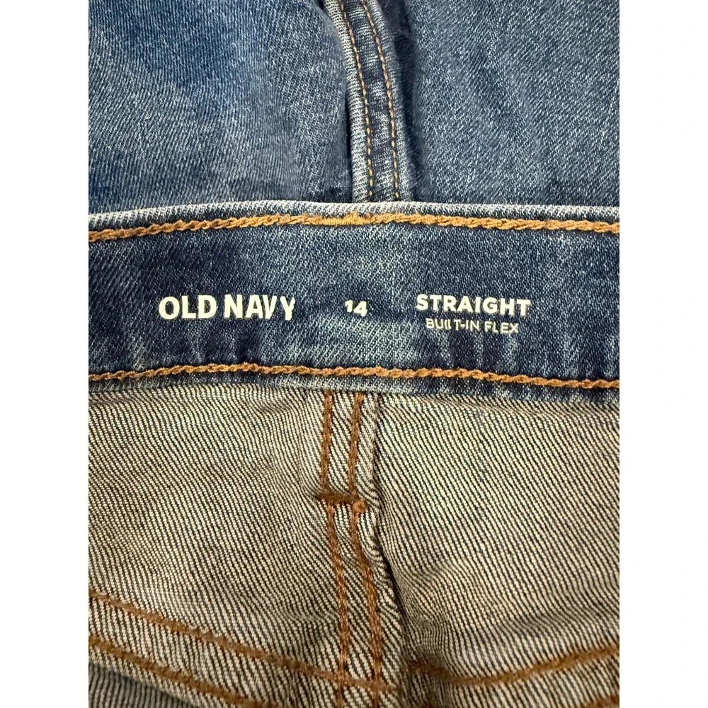 Old Navy Straight Jeans Boys 14 Blue Excellent Built-In Flex Stretch Denim